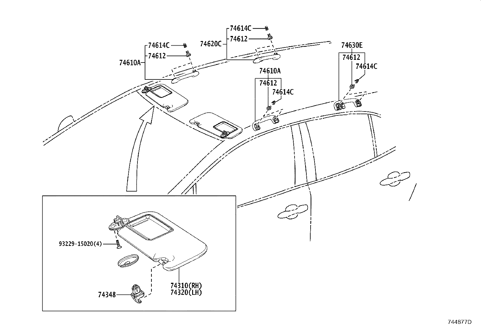 Toyota 74348-47010-A3 HOLDER, VISOR