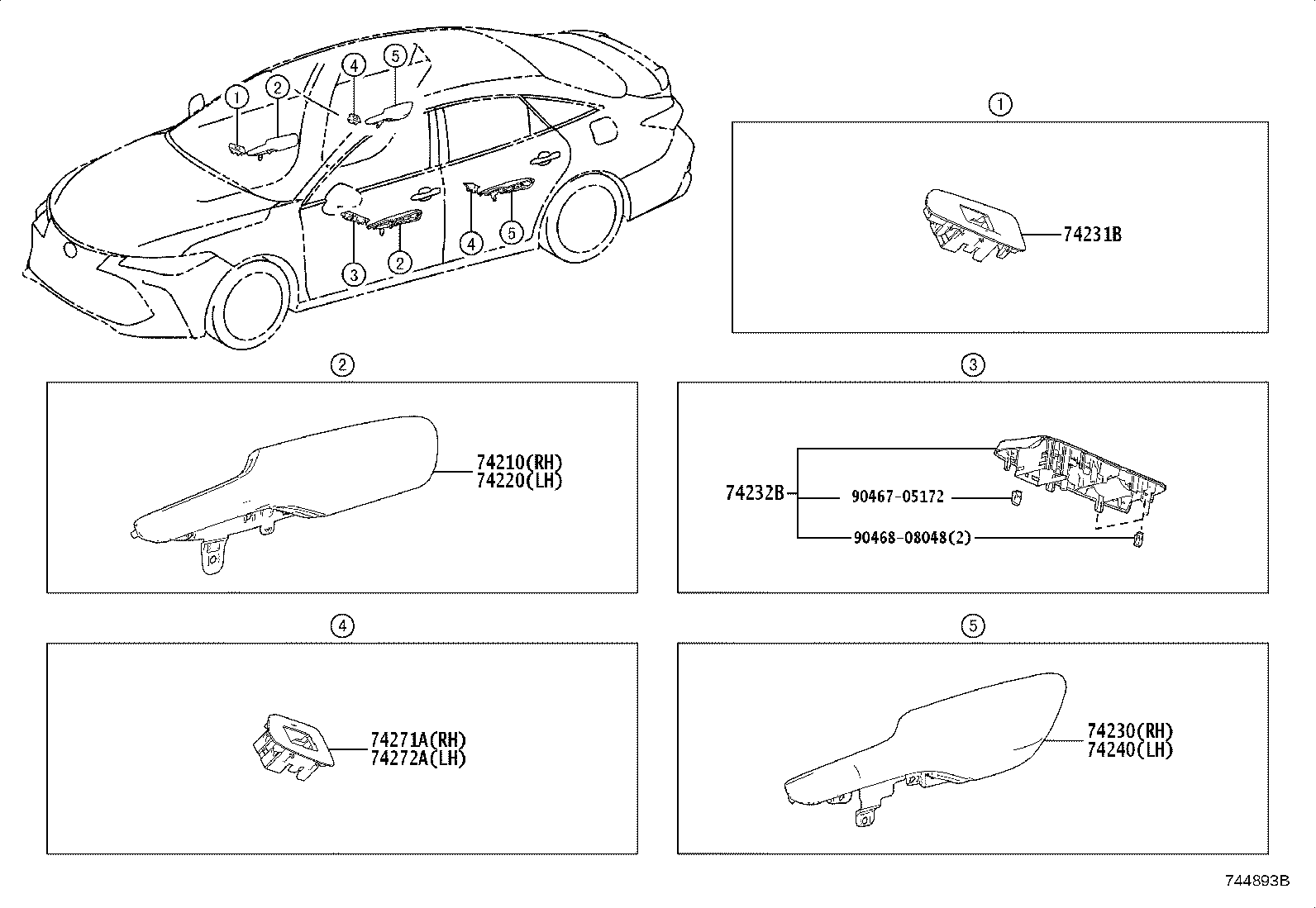 74348-07010-C0 HOLDER, VISOR, RH product image