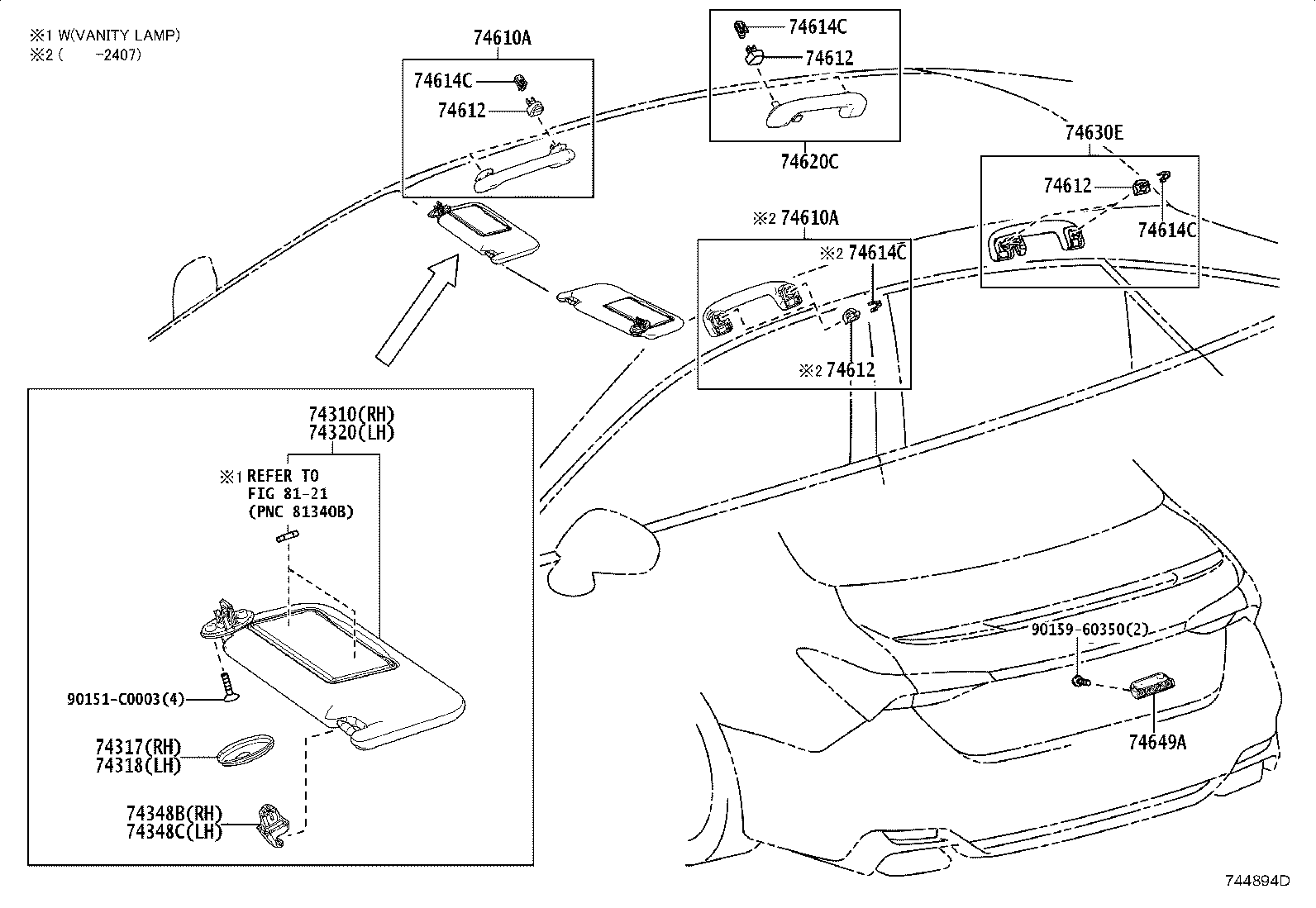 74348-07010-C0 HOLDER, VISOR, RH product image