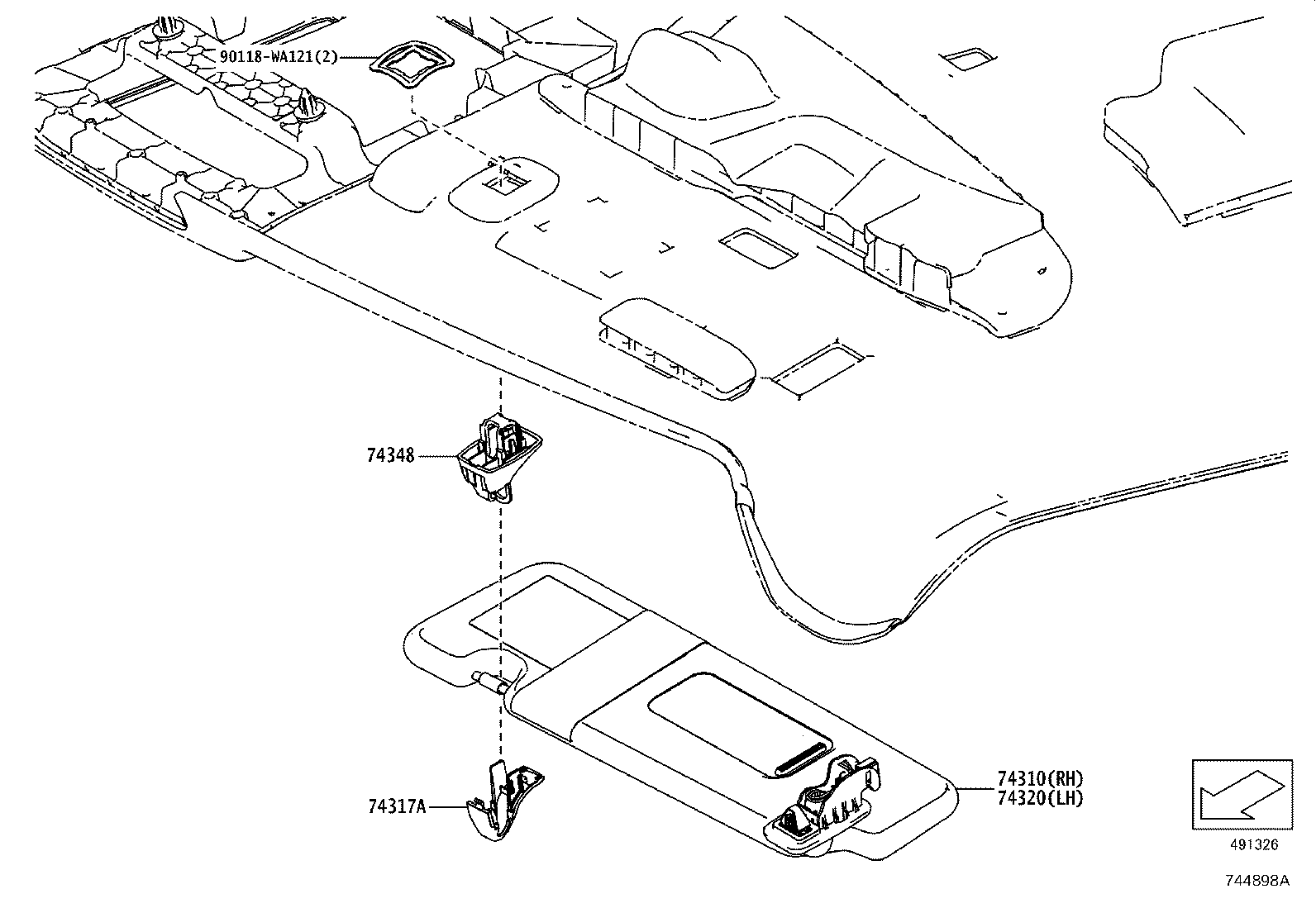 74348-WAA01 HOLDER, VISOR product image