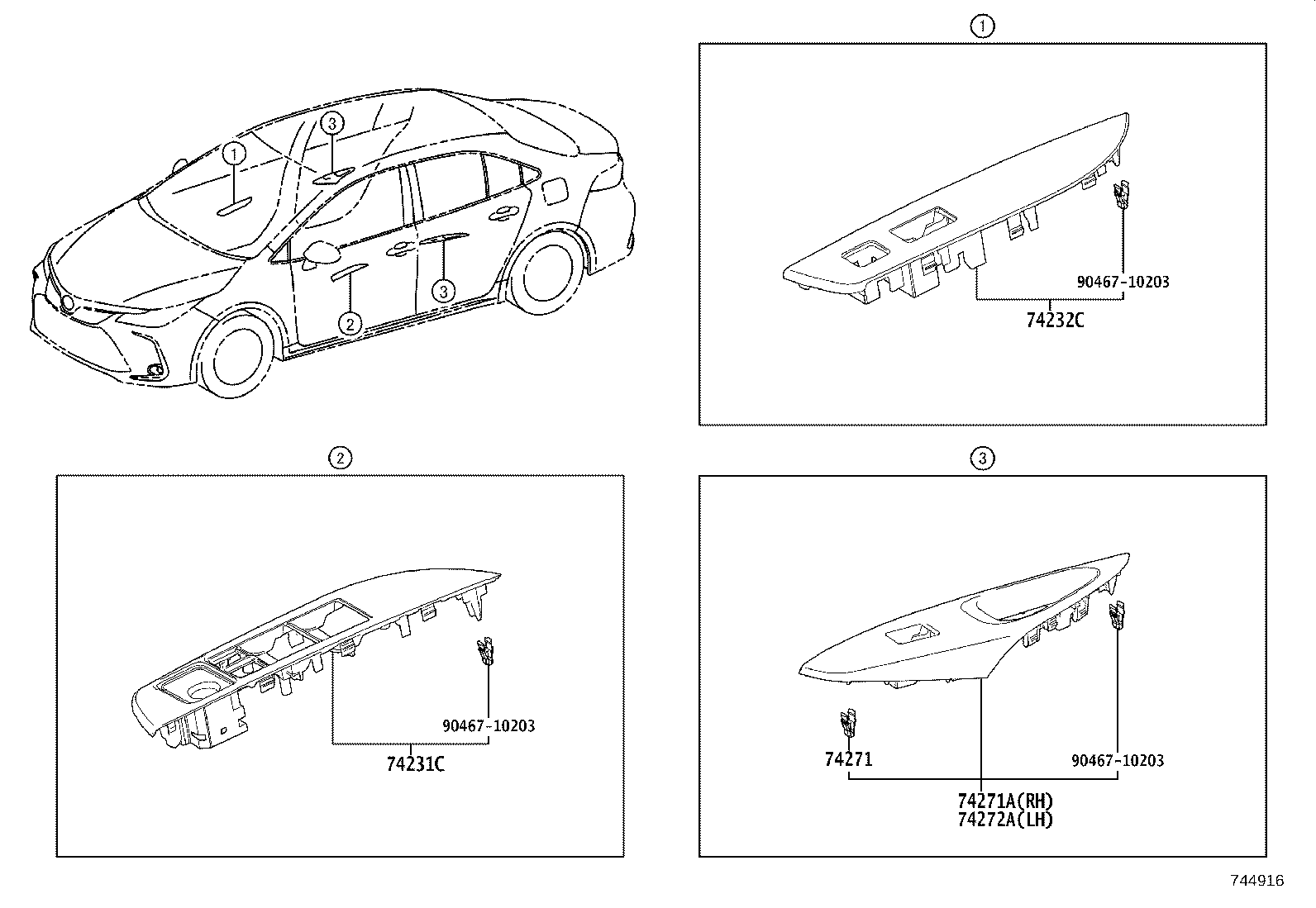 74272-02800 PANEL, REAR DOOR ARMREST BASE, UPPER LH product image