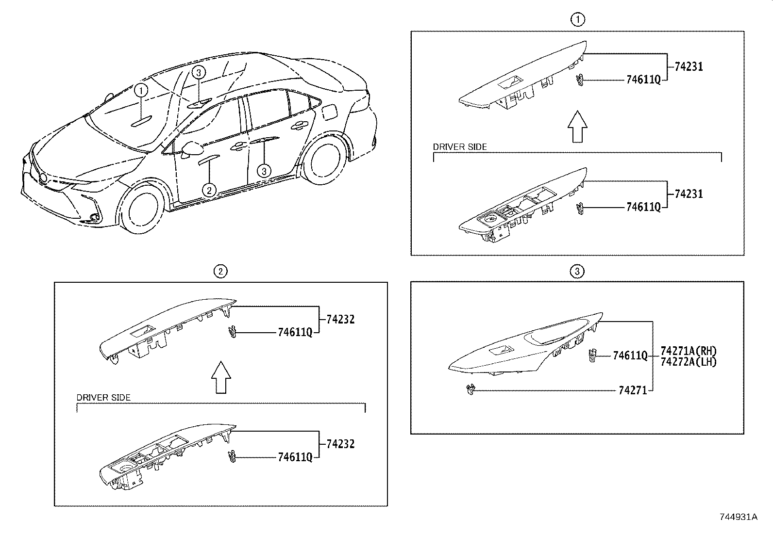 74232-02K70 PANEL, FRONT ARMREST BASE, UPPER LH product image