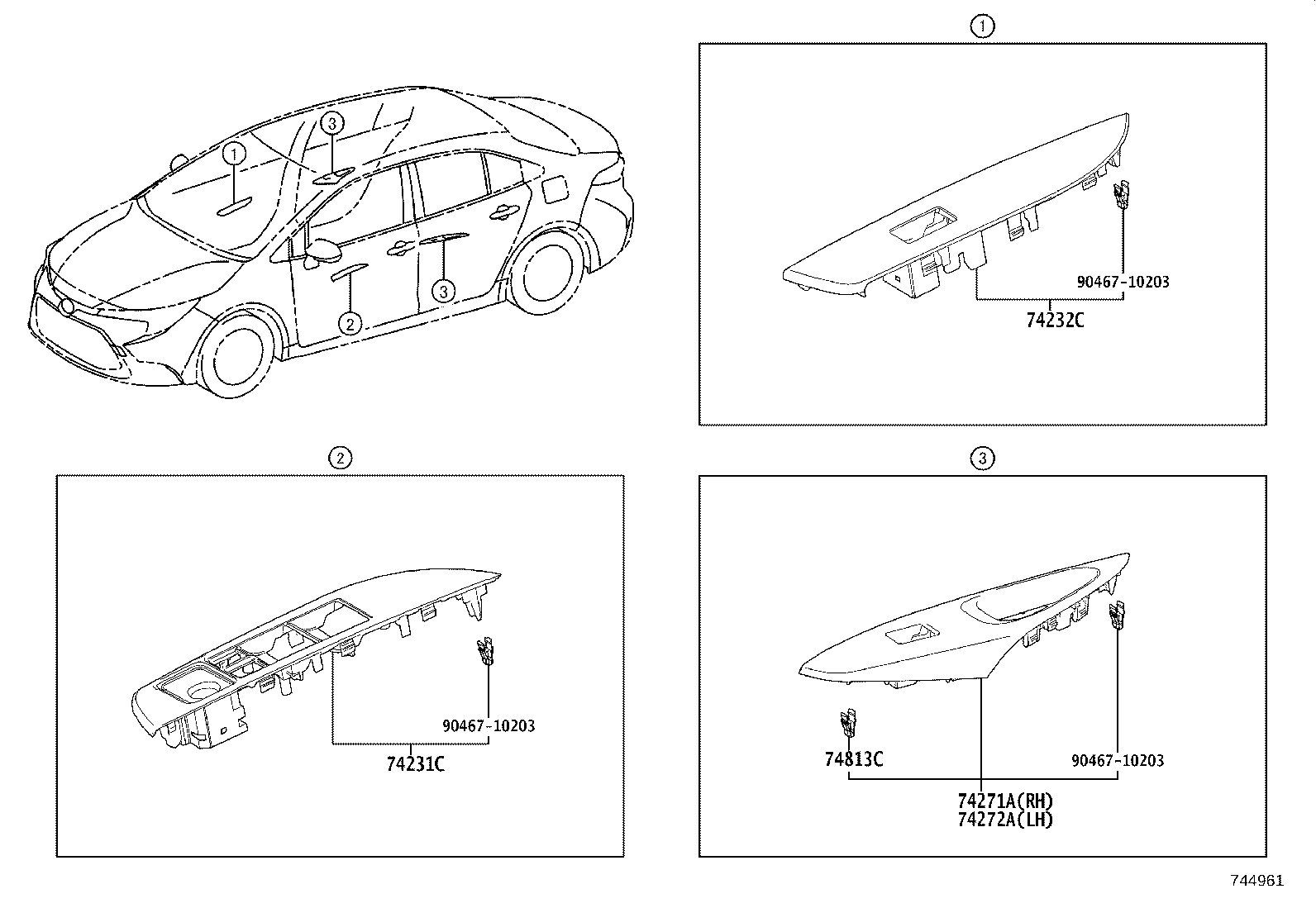 74232-02K10 PANEL, FRONT DOOR ARMREST BASE, UPPER DRIVER SIDE product image