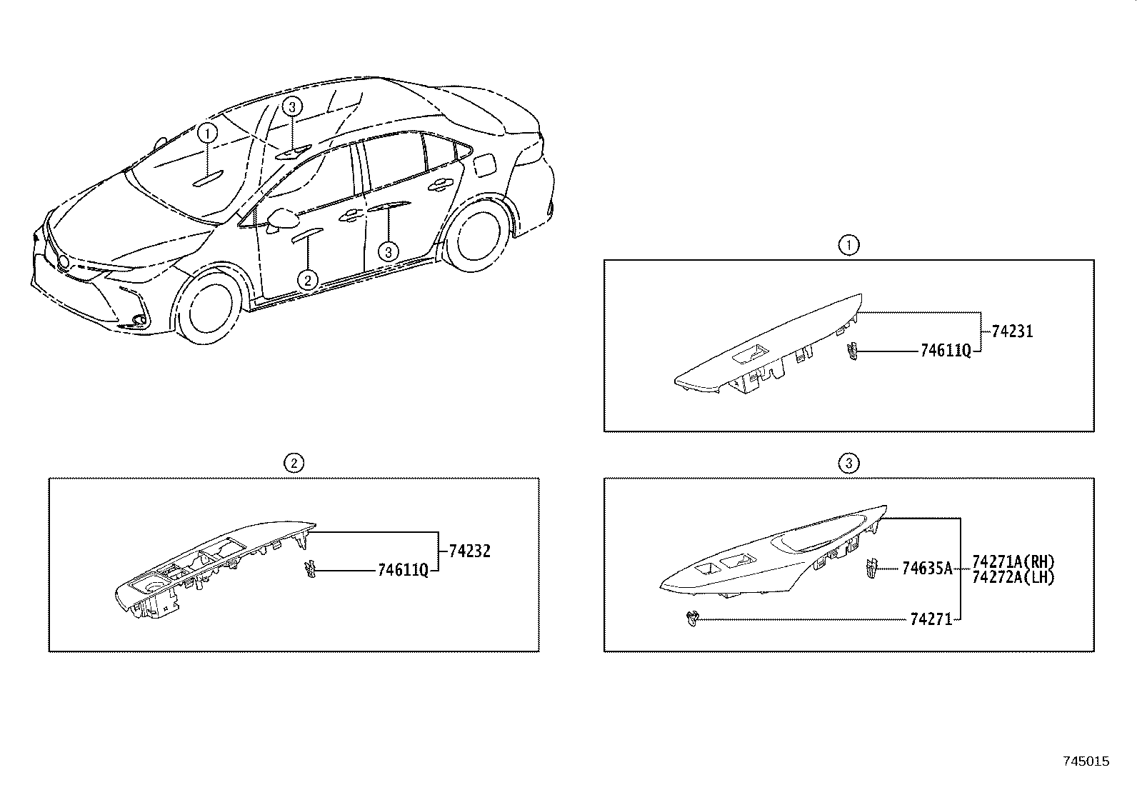 74272-02A40 PANEL, REAR DOOR ARMREST BASE, UPPER LH product image