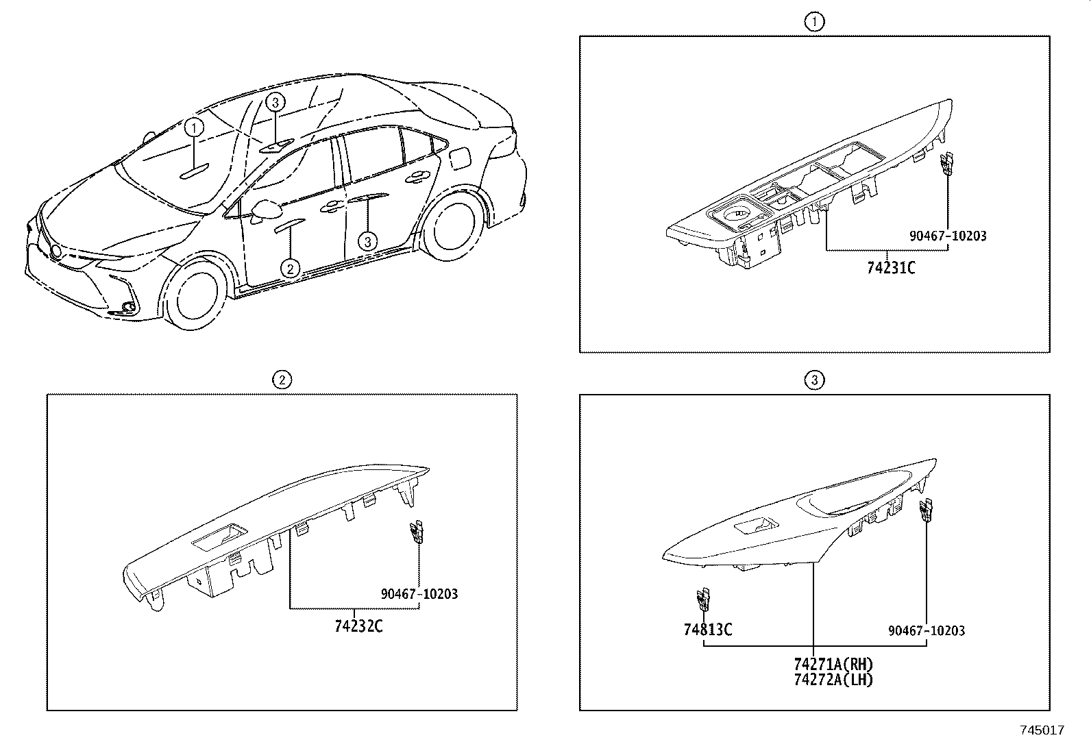 74232-12B80 PANEL, FRONT DOOR ARMREST BASE, UPPER PASSENGER SIDE product image
