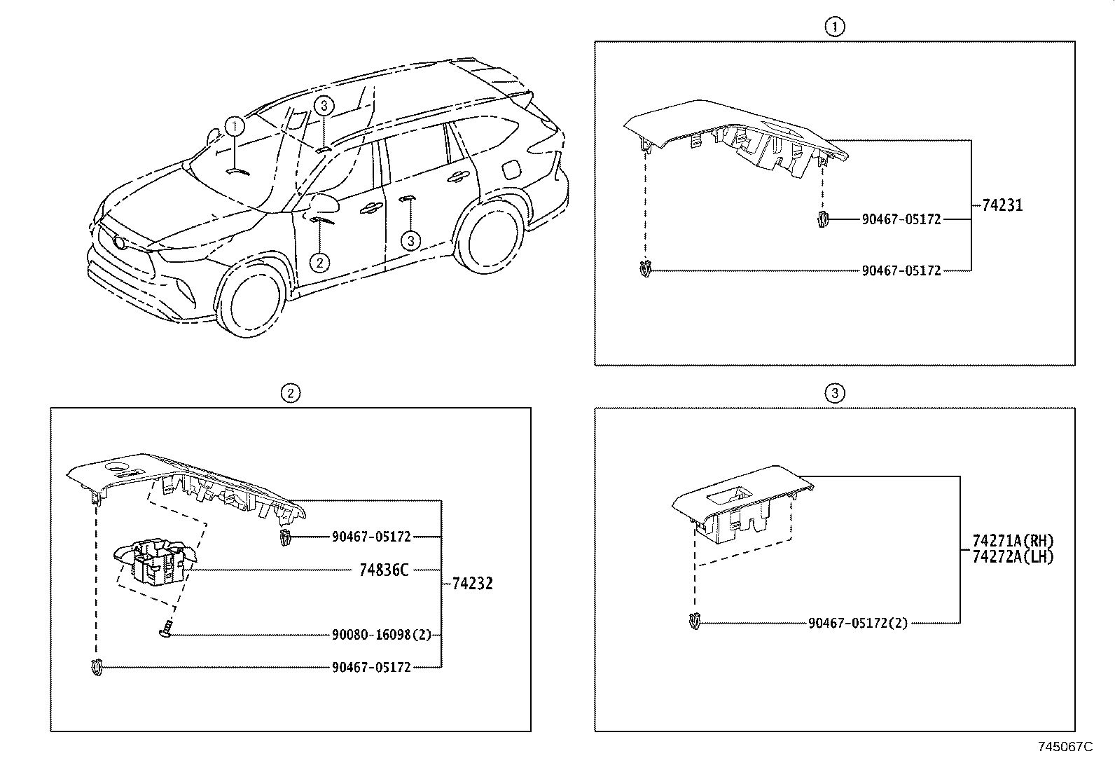 74231-0E280 PANEL, FRONT ARMREST BASE, UPPER RH product image