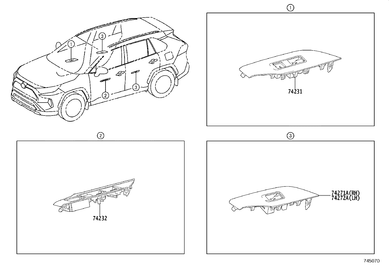 74232-YK040 PANEL, FRONT ARMREST BASE, UPPER LH product image
