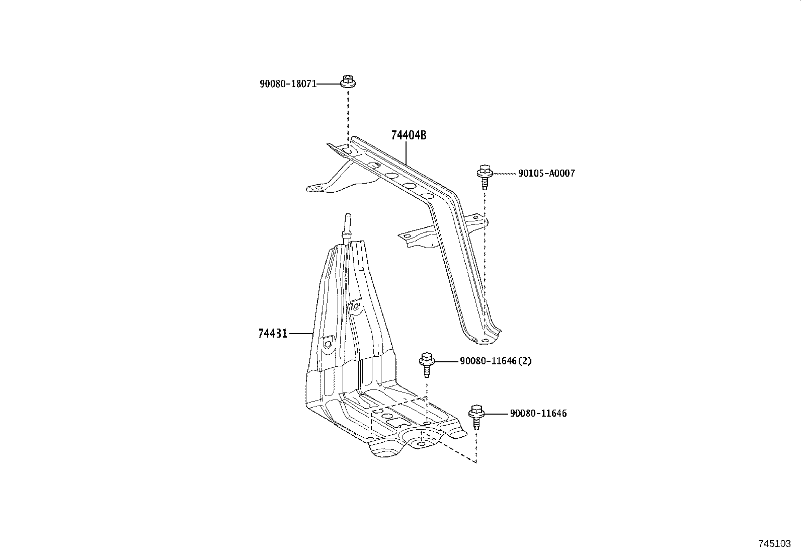 74401-06010 BRACKET SUB-ASSY, BATTERY CARRIER product image
