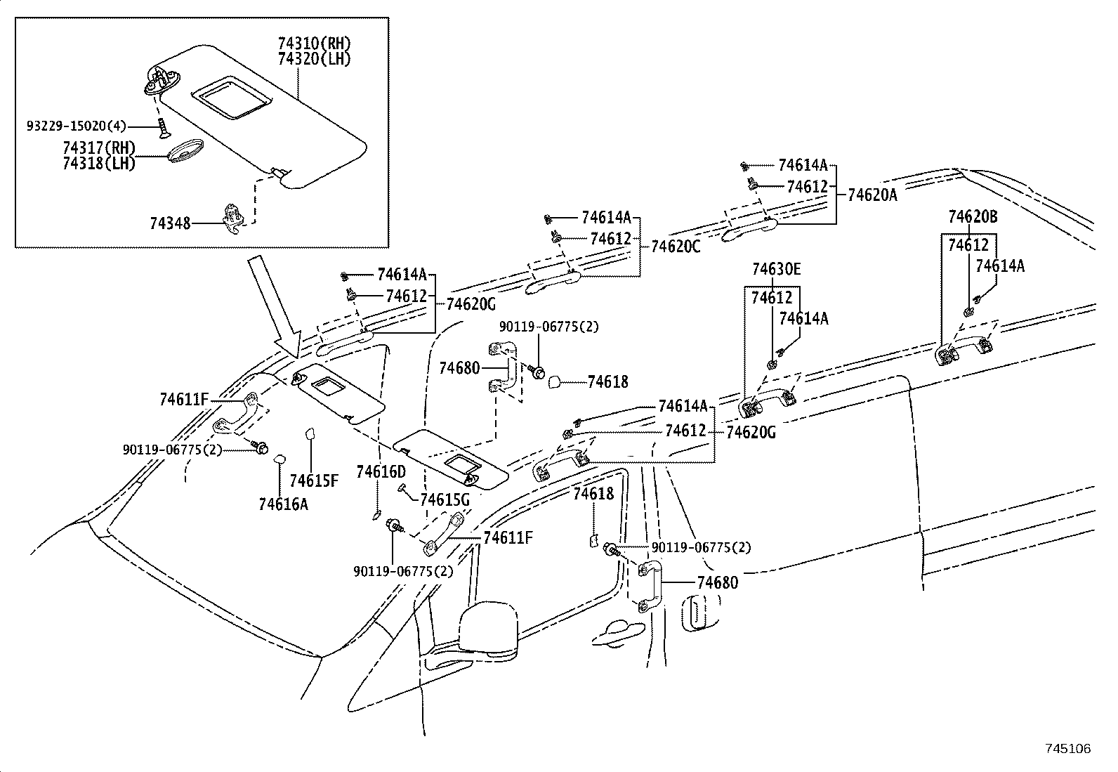 74610-26080-C0 GRIP ASSY, ASSIST, REAR product image