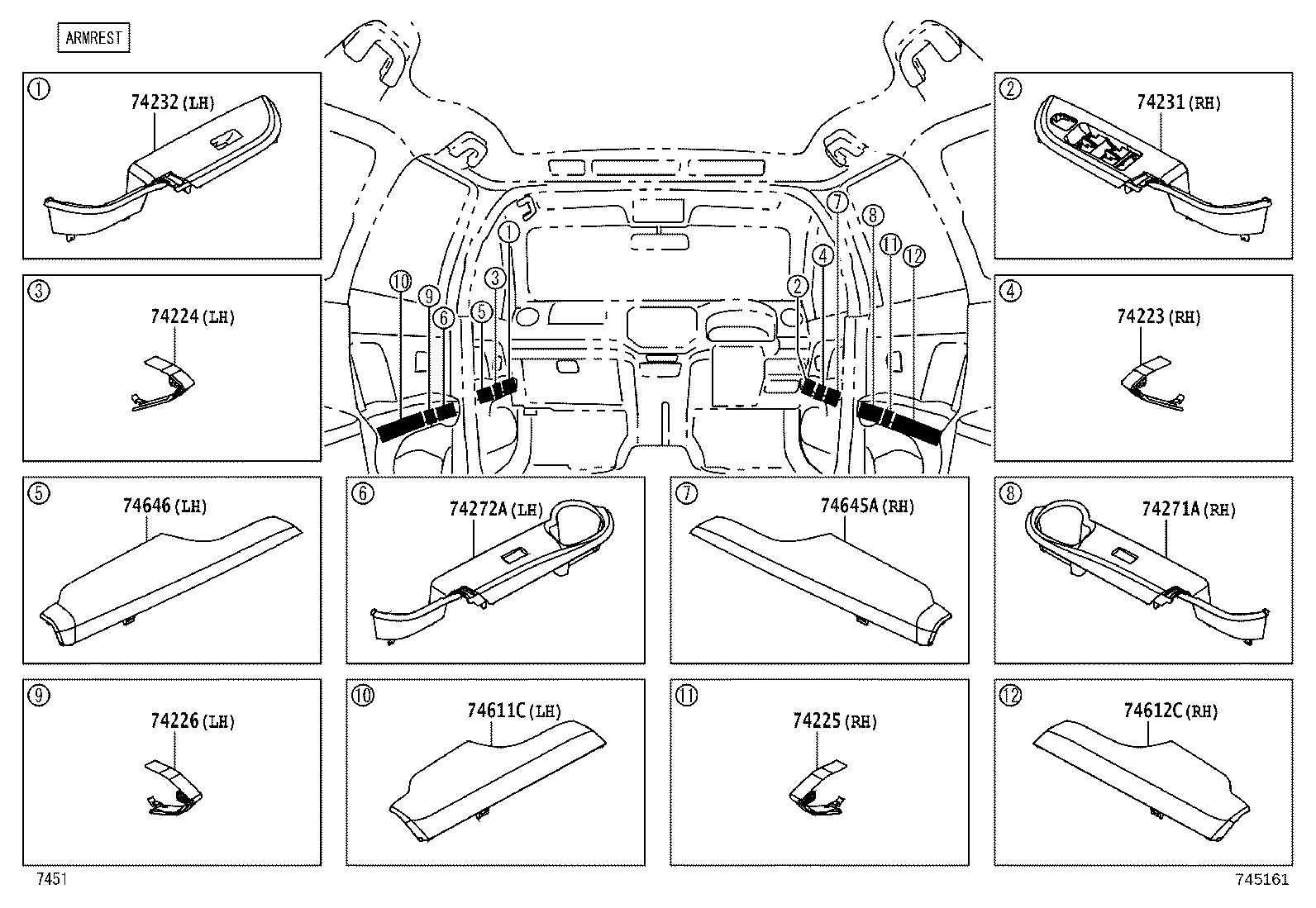 74223-BZ030 CAP, DOOR ARMREST, RH product image