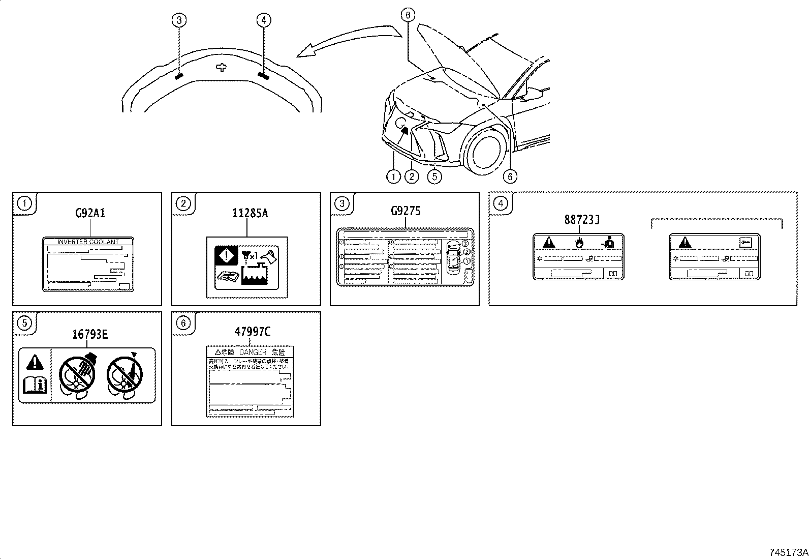 74573-76050 LABEL, ELECTRIC VEHICLE BATTERY CAUTION product image