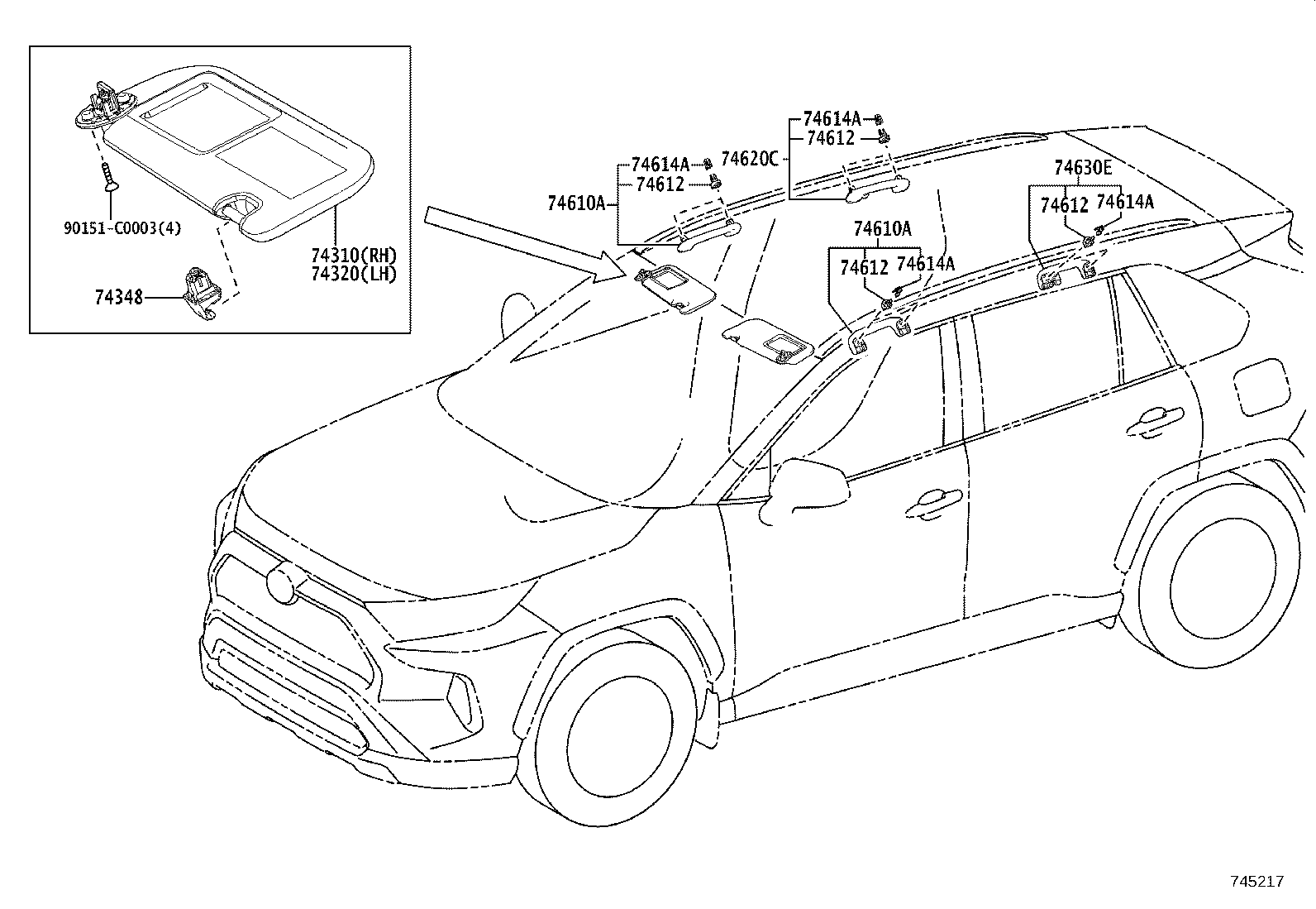 74232-0R170 PANEL, FRONT ARMREST BASE, UPPER LH product image