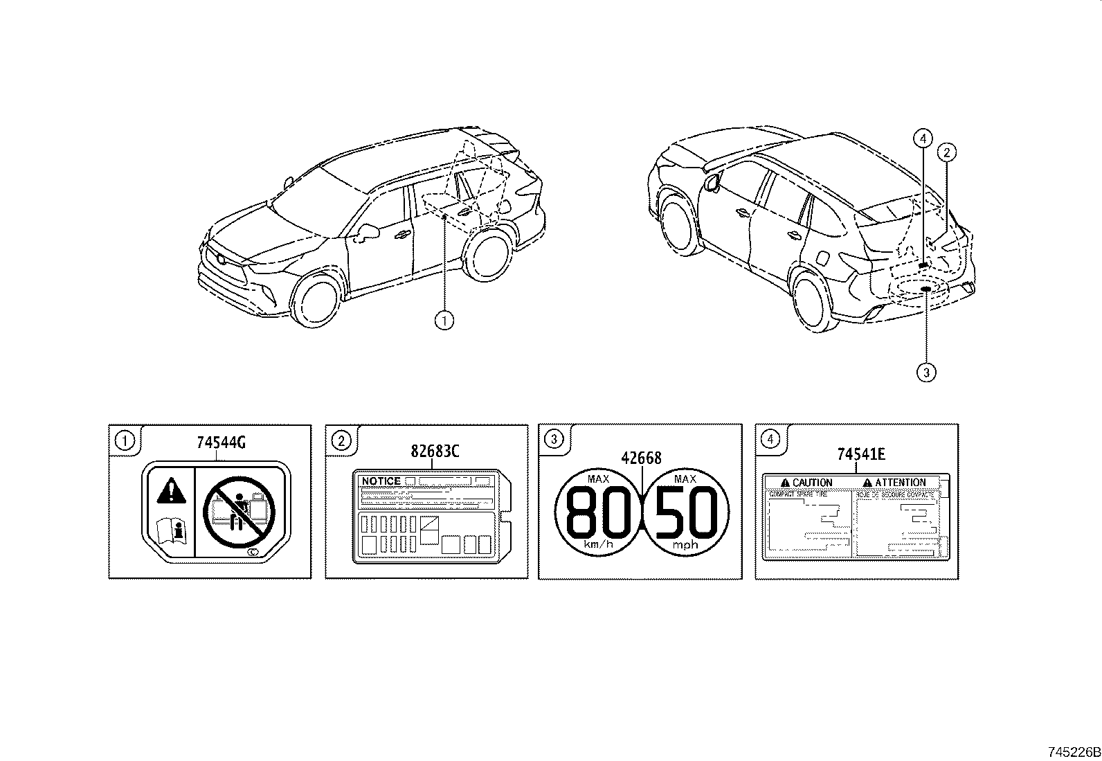 74528-0E080 LABEL, POWER BACK DOOR CAUTION product image
