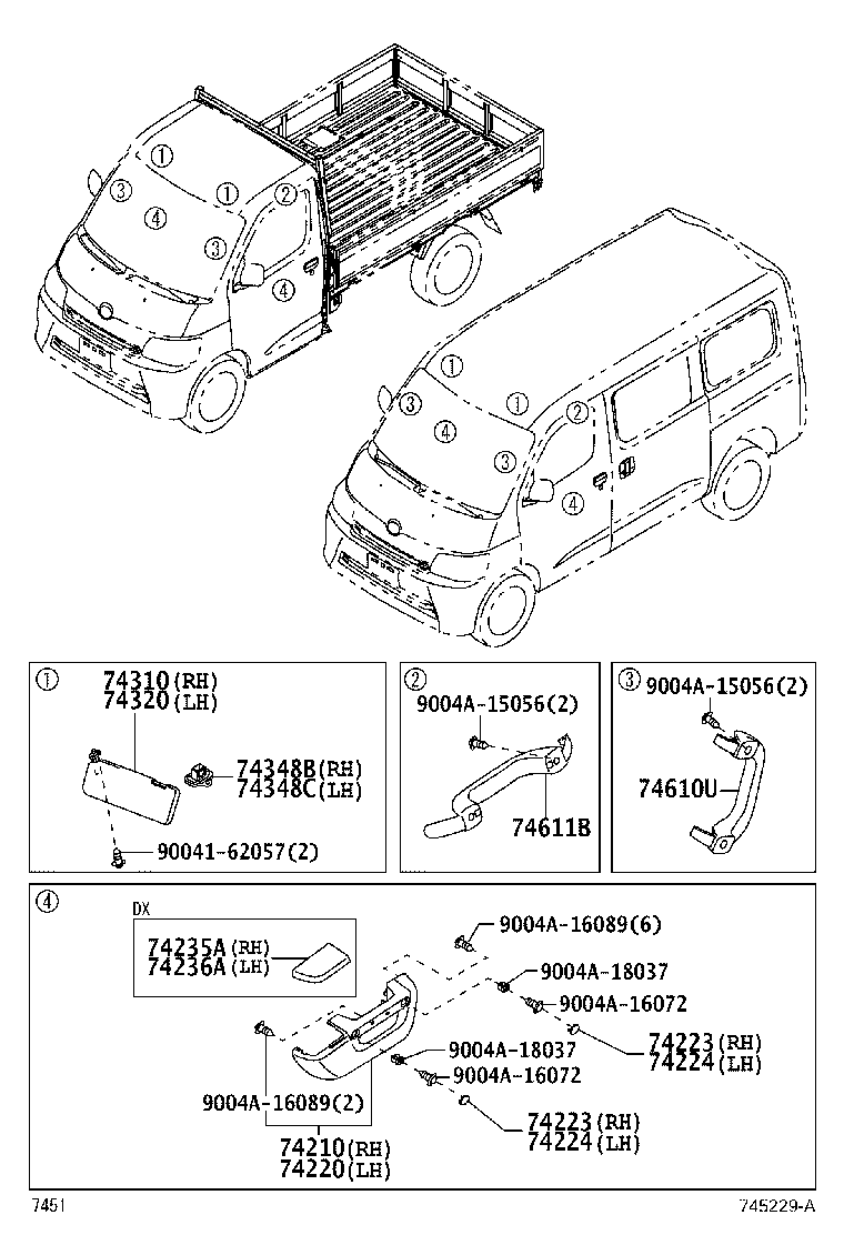 74348-BZ040-B0 HOLDER, VISOR, RH product image