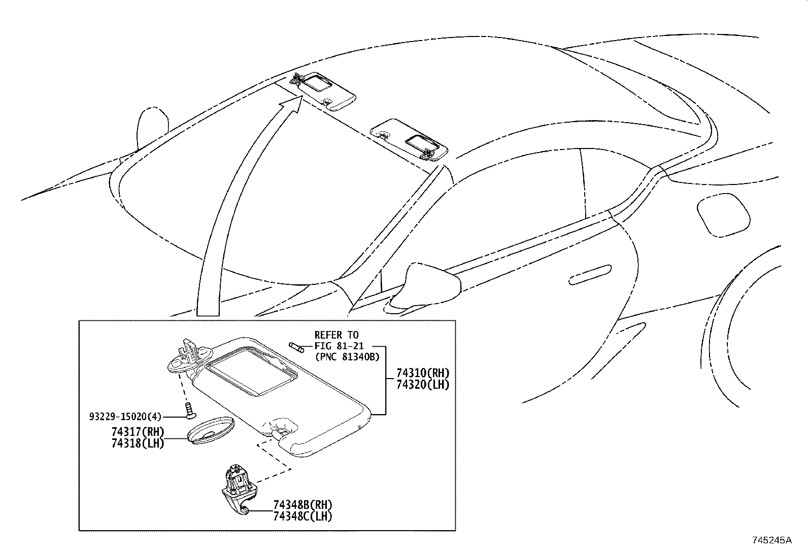 74320-11090-C2 VISOR ASSY, LH product image