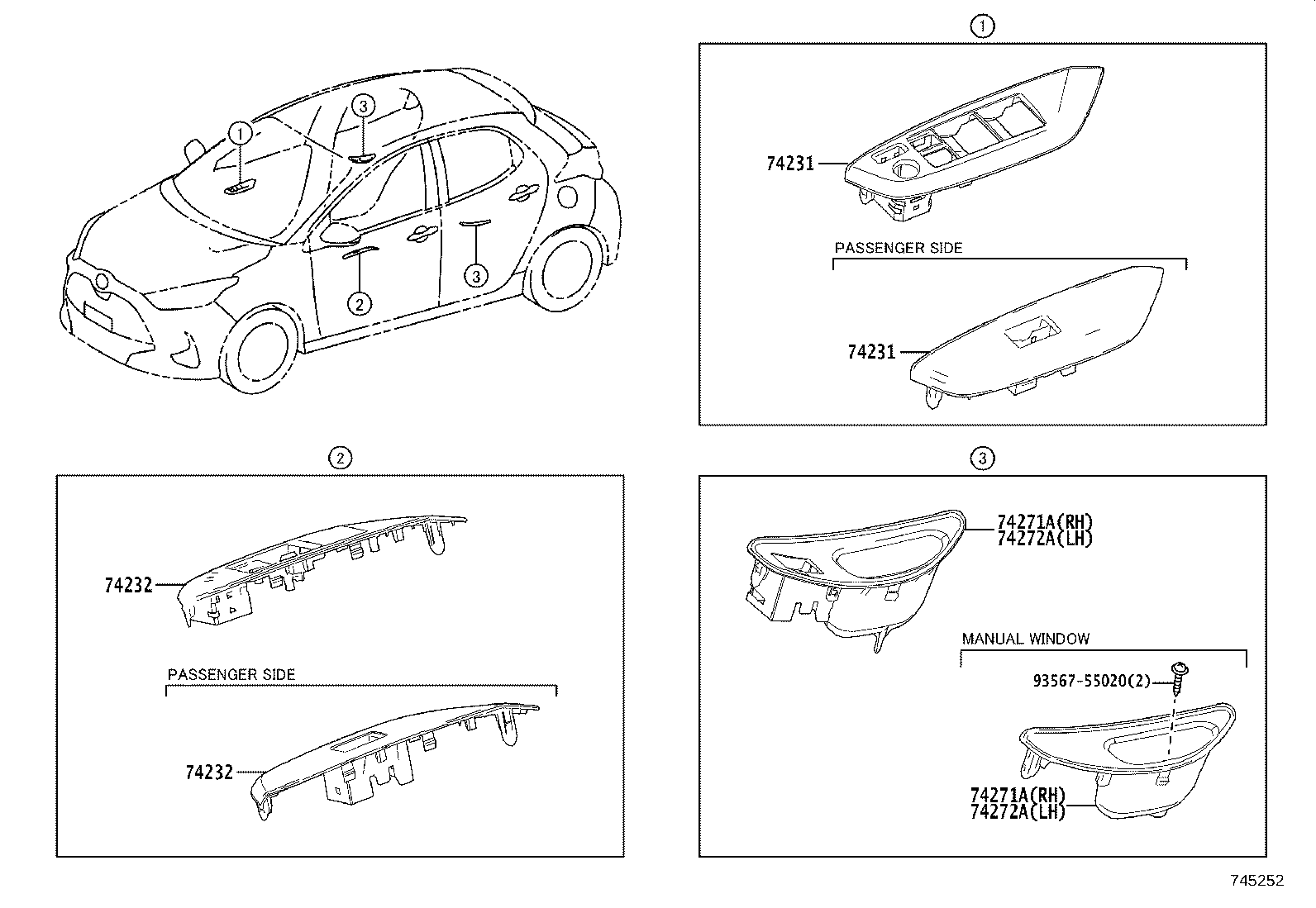 74232-K0070-C0 PANEL, FRONT ARMREST BASE, UPPER LH product image