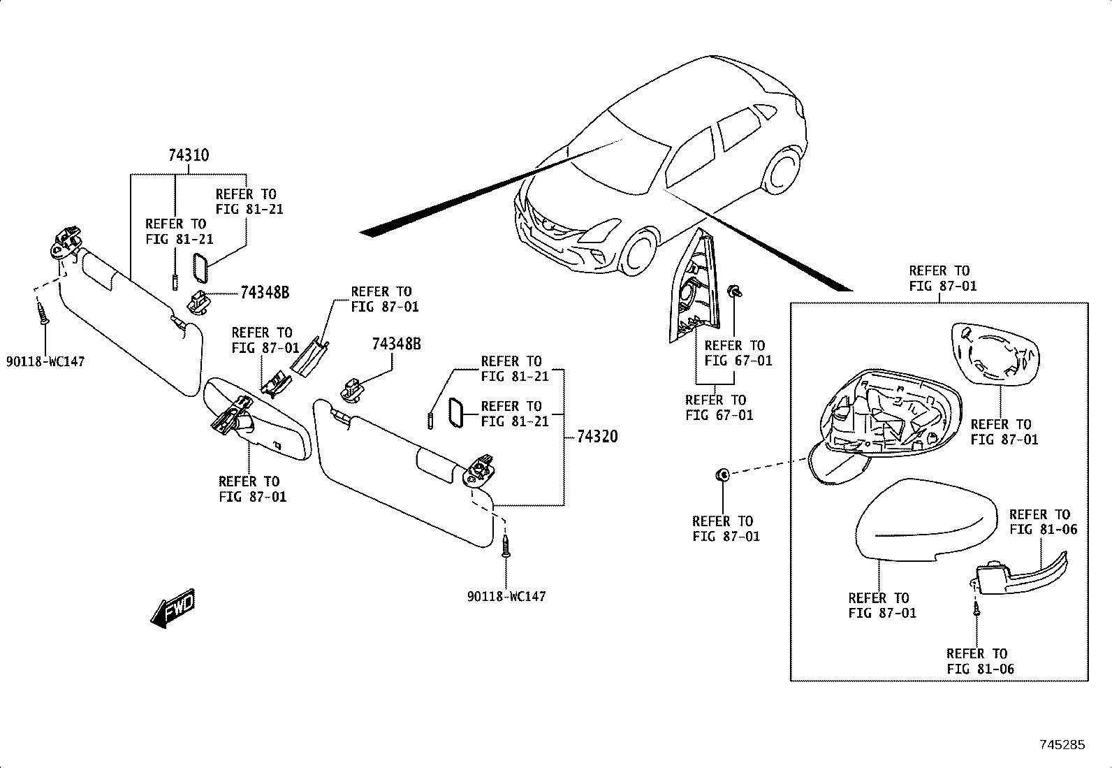 74310-WC004 VISOR ASSY, RH product image
