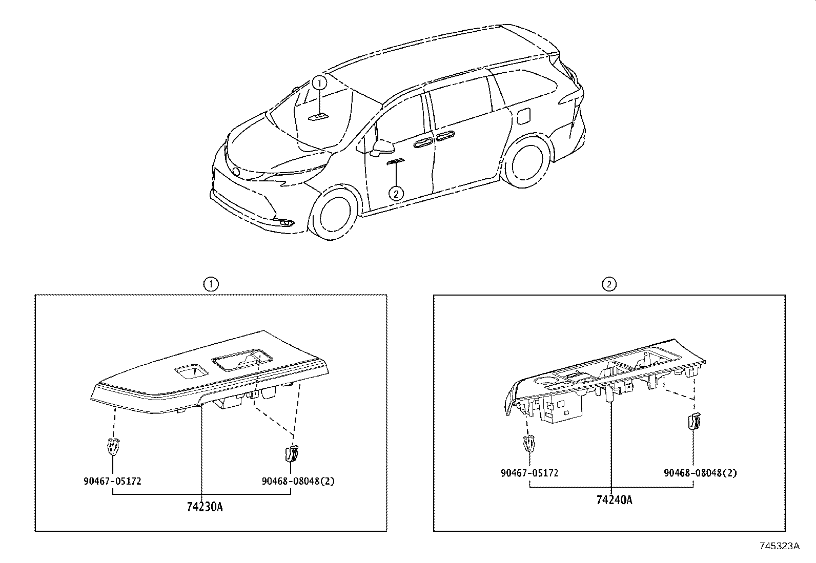 Toyota 74617-08030-B2 PLUG, ASSIST GRIP