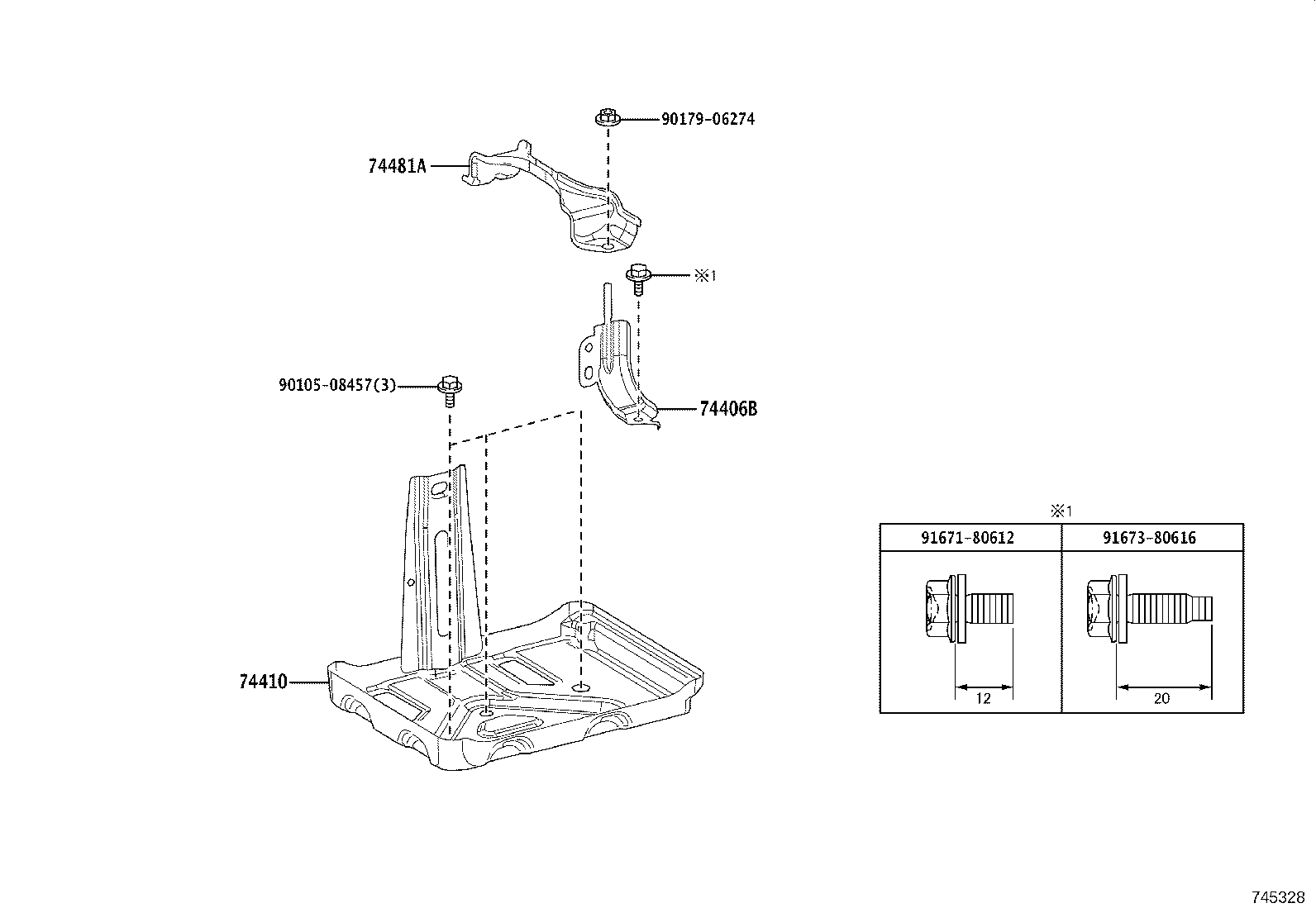 74406-62010 CLAMP SUB-ASSY, BATTERY HOLD DOWN product image
