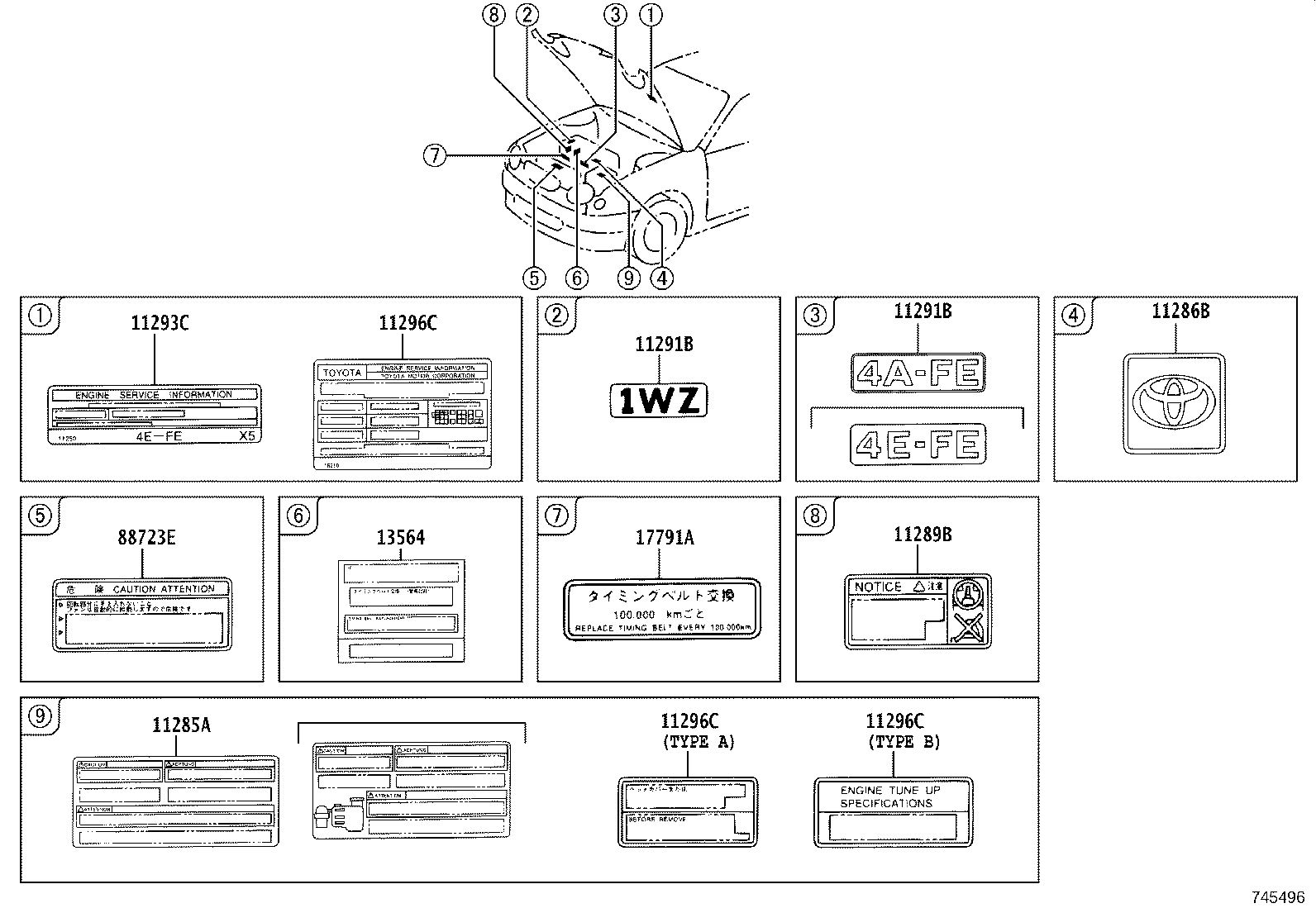 11296-02060 LABEL, ENGINE SERVICE INFORMATION product image