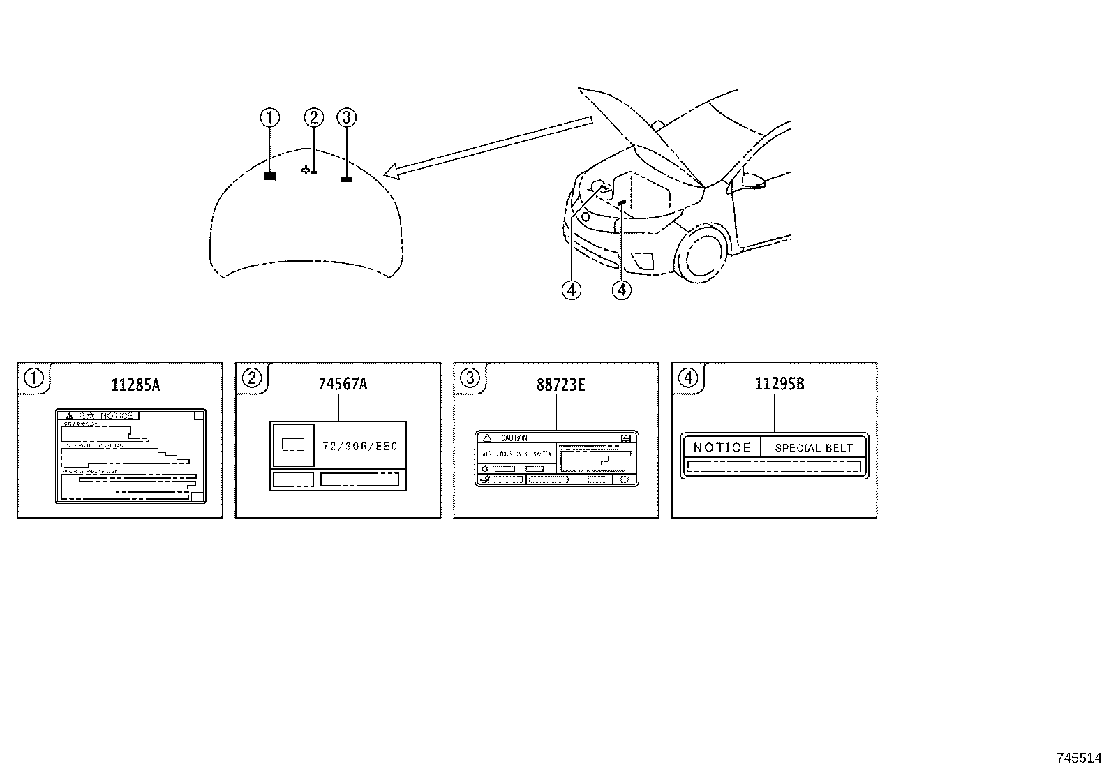88723-02240 LABEL, COOLER SERVICE CAUTION product image