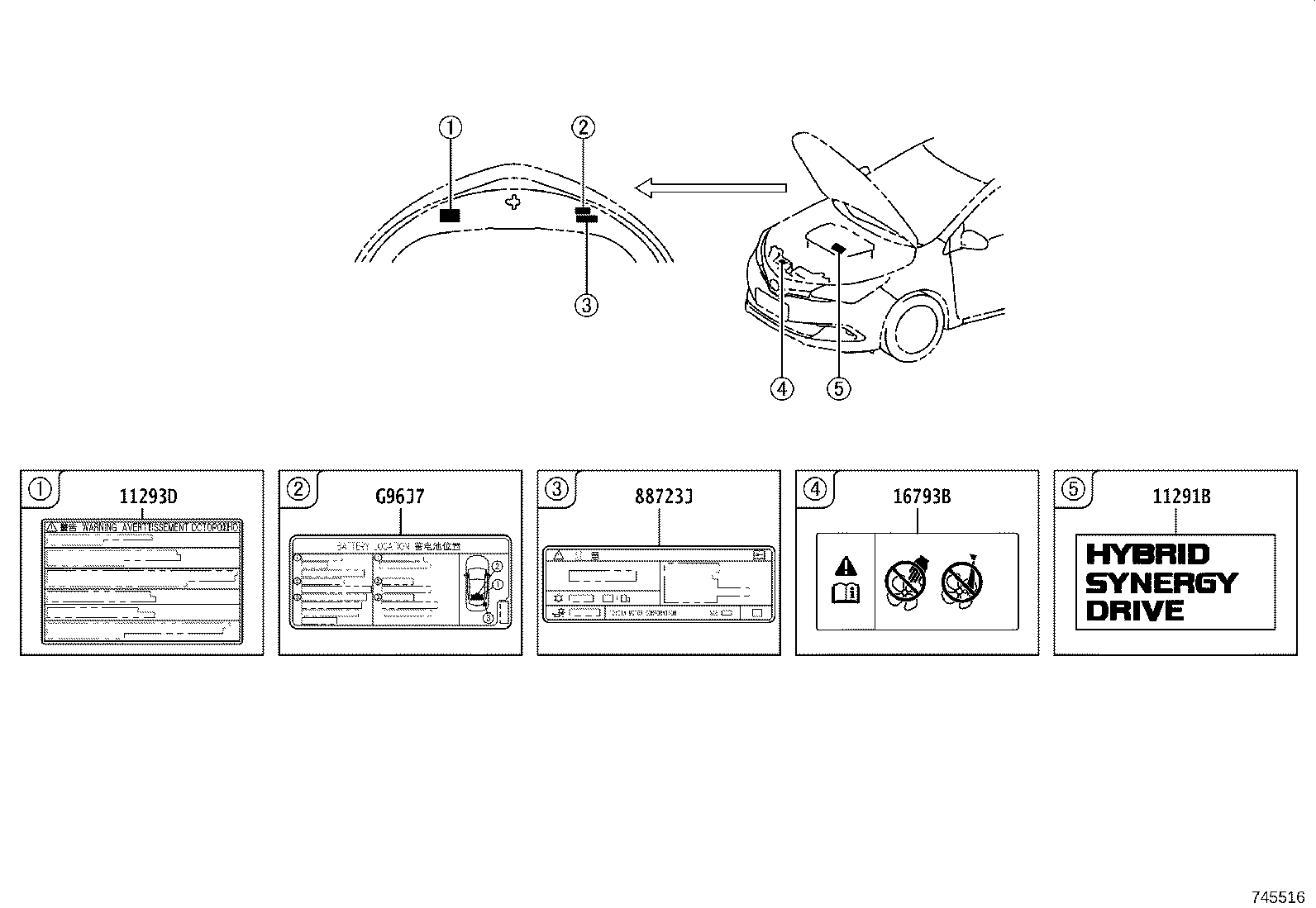 74573-02011 LABEL, ELECTRIC VEHICLE BATTERY CAUTION product image