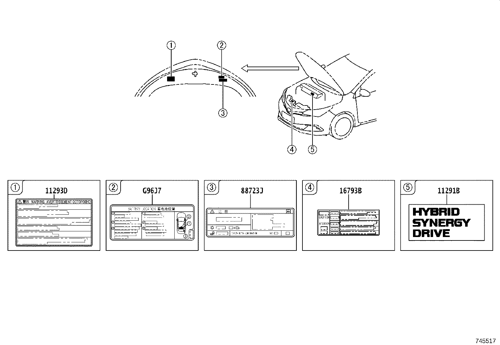 74573-02020 LABEL, ELECTRIC VEHICLE BATTERY CAUTION product image
