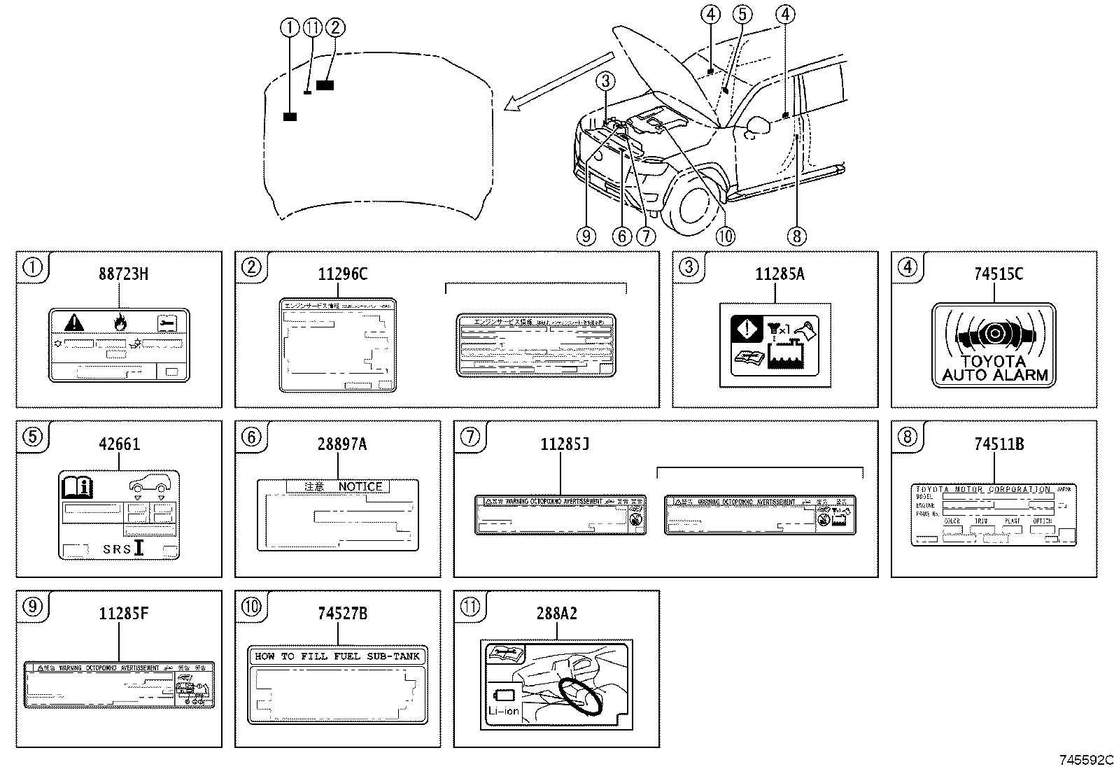 88723-60520 LABEL, COOLER SERVICE CAUTION product image
