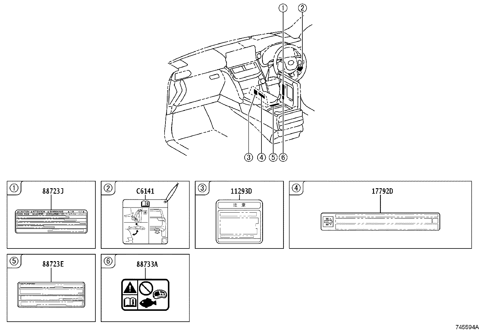 88723-60520 LABEL, COOLER SERVICE CAUTION product image