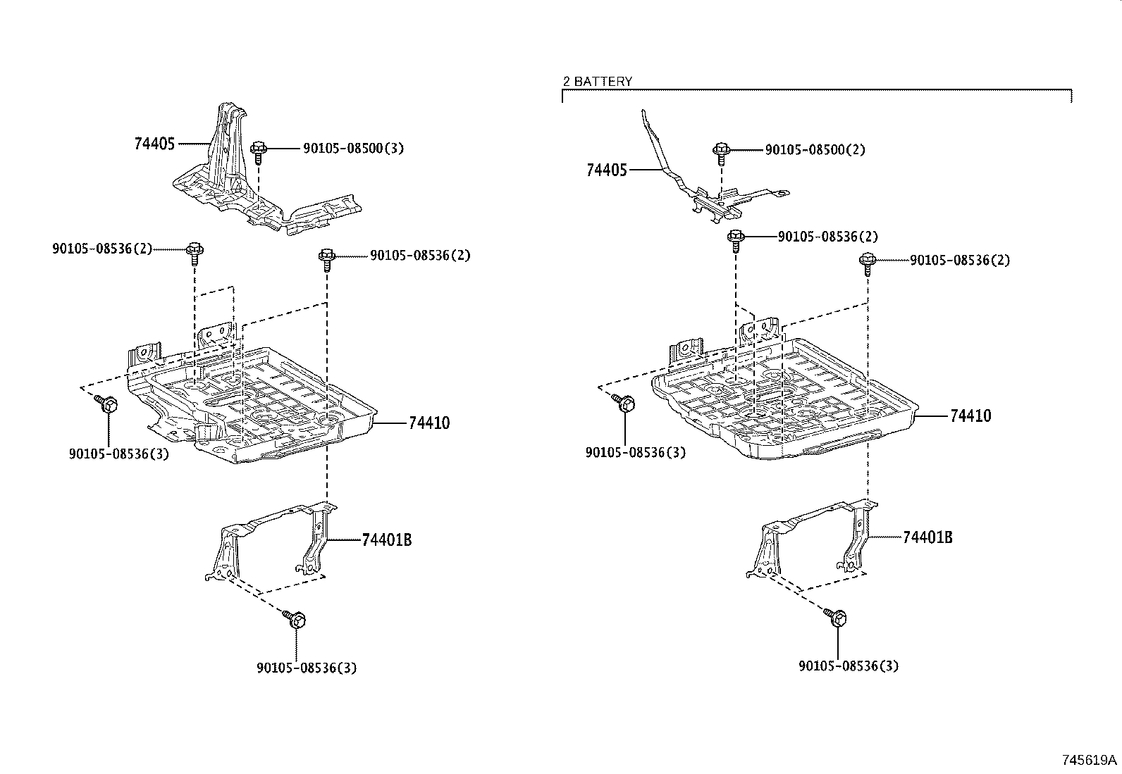 74401-60080 BRACKET SUB-ASSY, BATTERY CARRIER product image