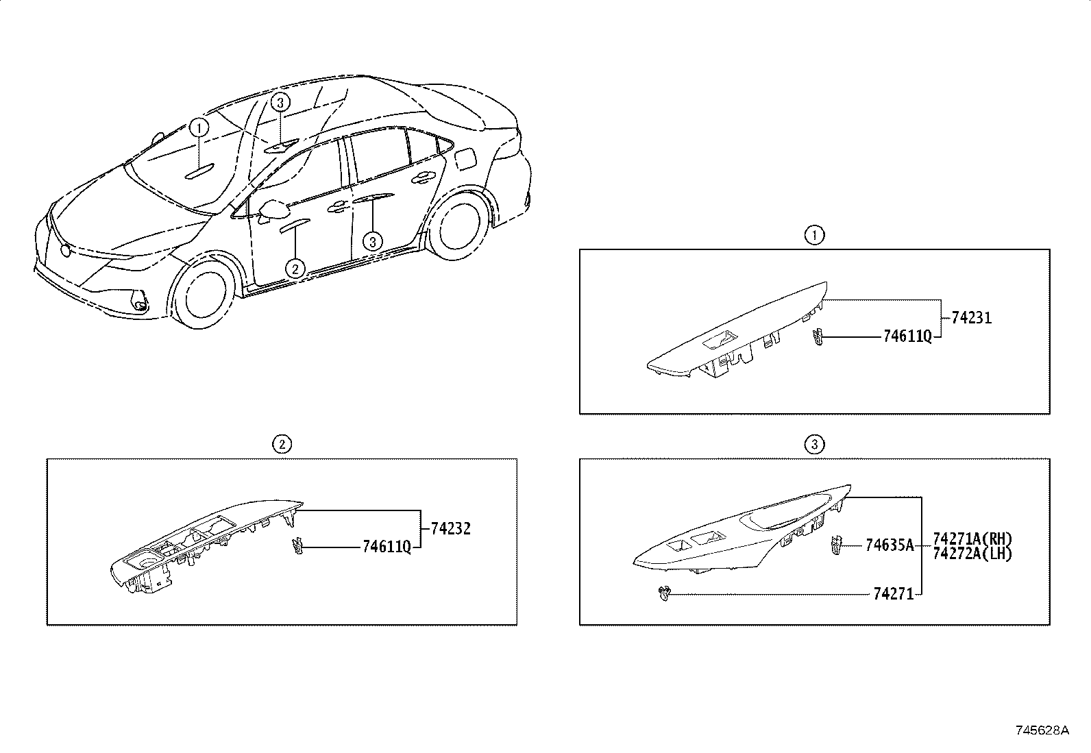 74232-02K80 PANEL, FRONT ARMREST BASE, UPPER LH product image