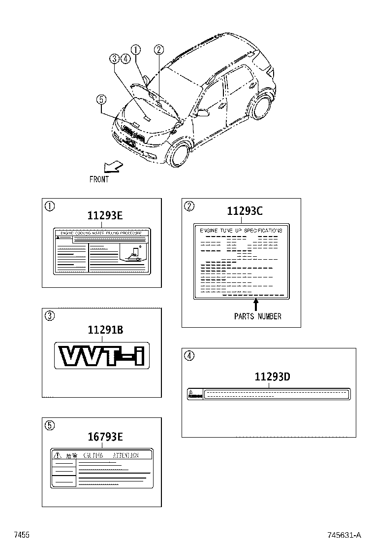 Toyota 11293-B2140 LABEL, ENGINE CAUTION