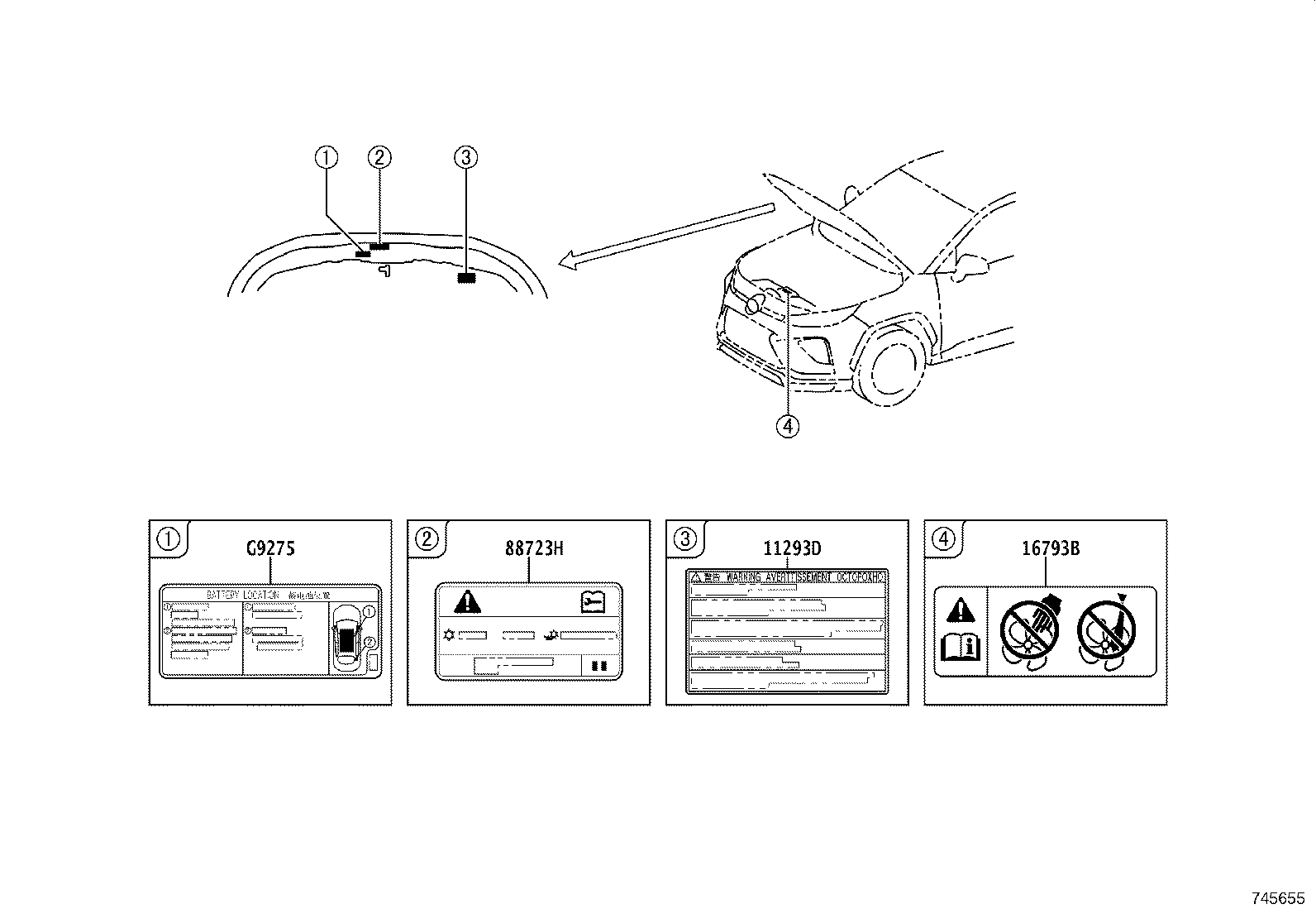 74573-0R030 LABEL, ELECTRIC VEHICLE BATTERY CAUTION product image