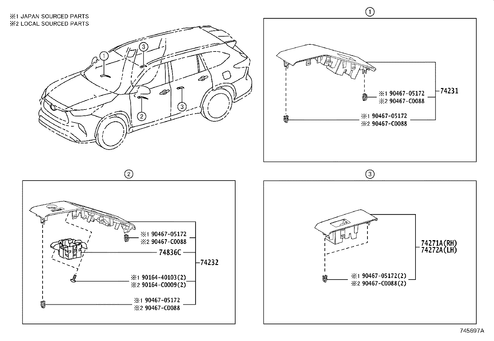 74232-0E170 PANEL, FRONT ARMREST BASE, UPPER LH product image