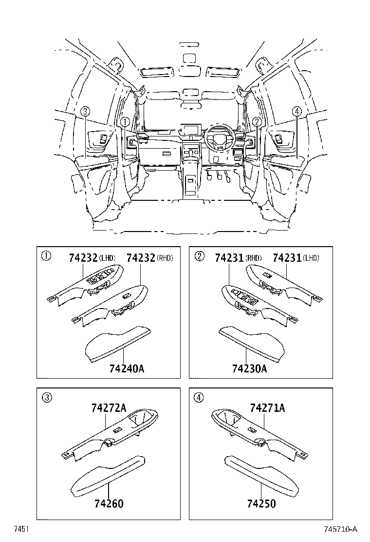 Toyota 74646-BZ230-C1 COVER, DOOR ASSIST GRIP, LH