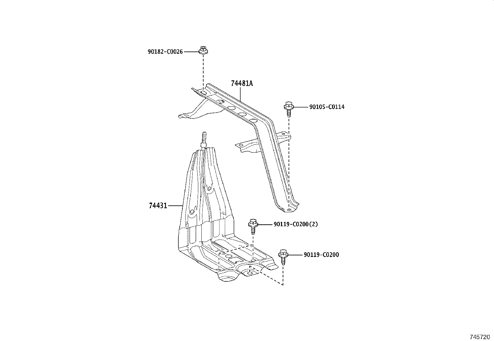 74401-07011 BRACKET SUB-ASSY, BATTERY CARRIER product image