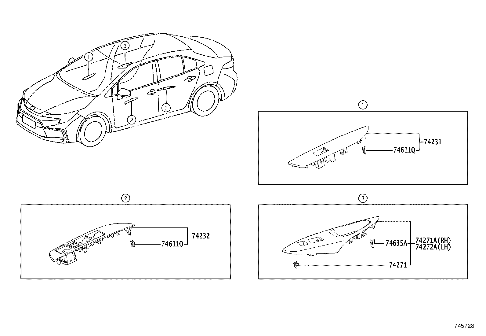 74232-02L00 PANEL, FRONT ARMREST BASE, UPPER LH product image