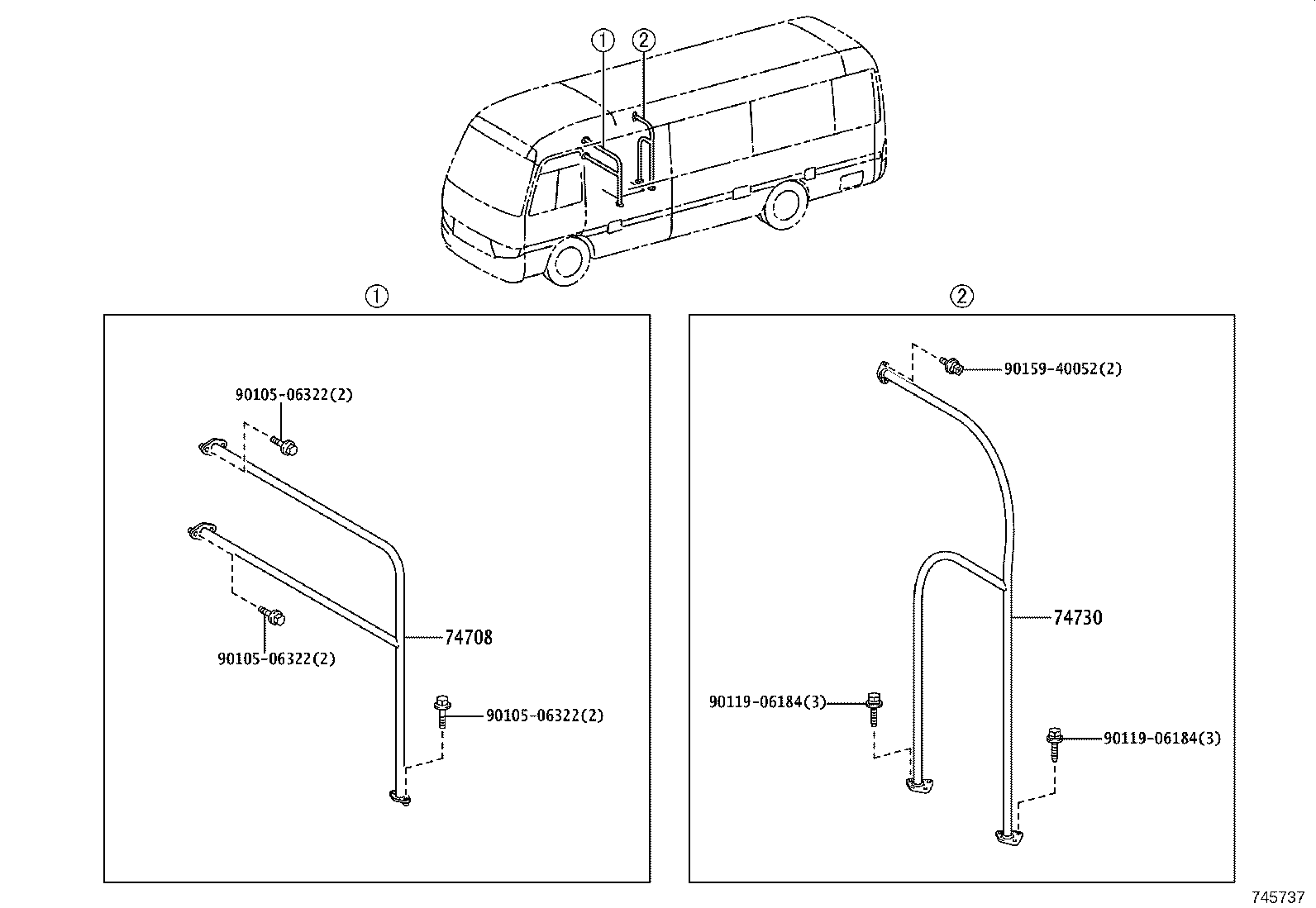 74730-0S040 FRAME SUB-ASSY, HAND GRIP, NO.2 product image