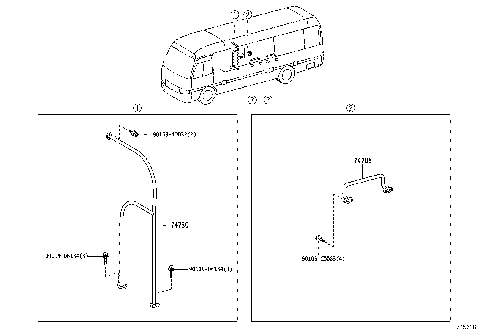 74730-0S040 FRAME SUB-ASSY, HAND GRIP, NO.2 product image