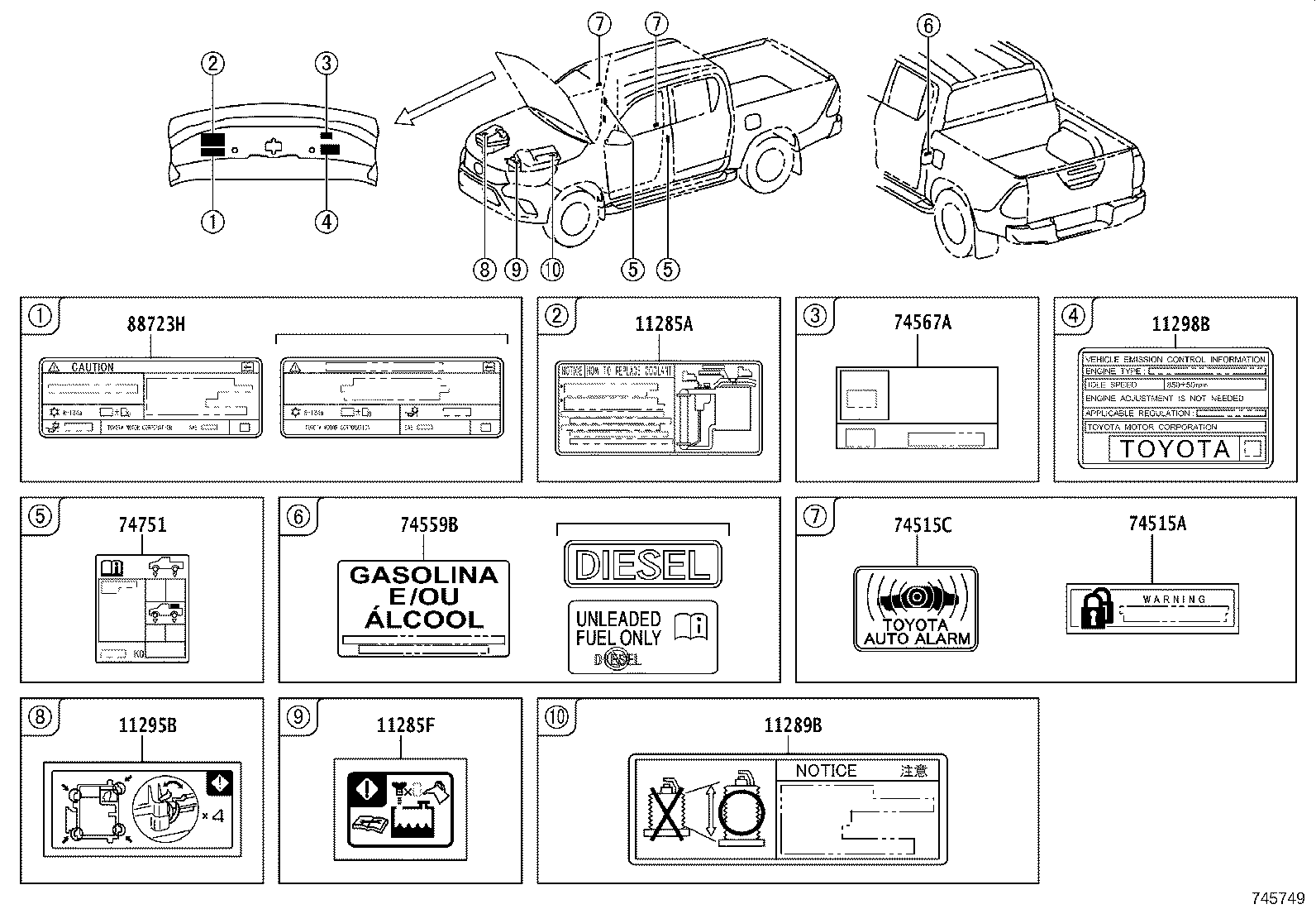 42661-YP020 LABEL, TIRE PRESSURE INFORMATION product image