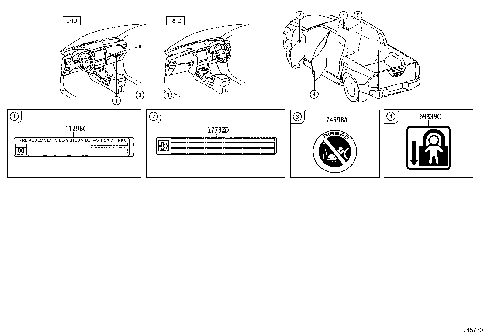 42661-YP020 LABEL, TIRE PRESSURE INFORMATION product image