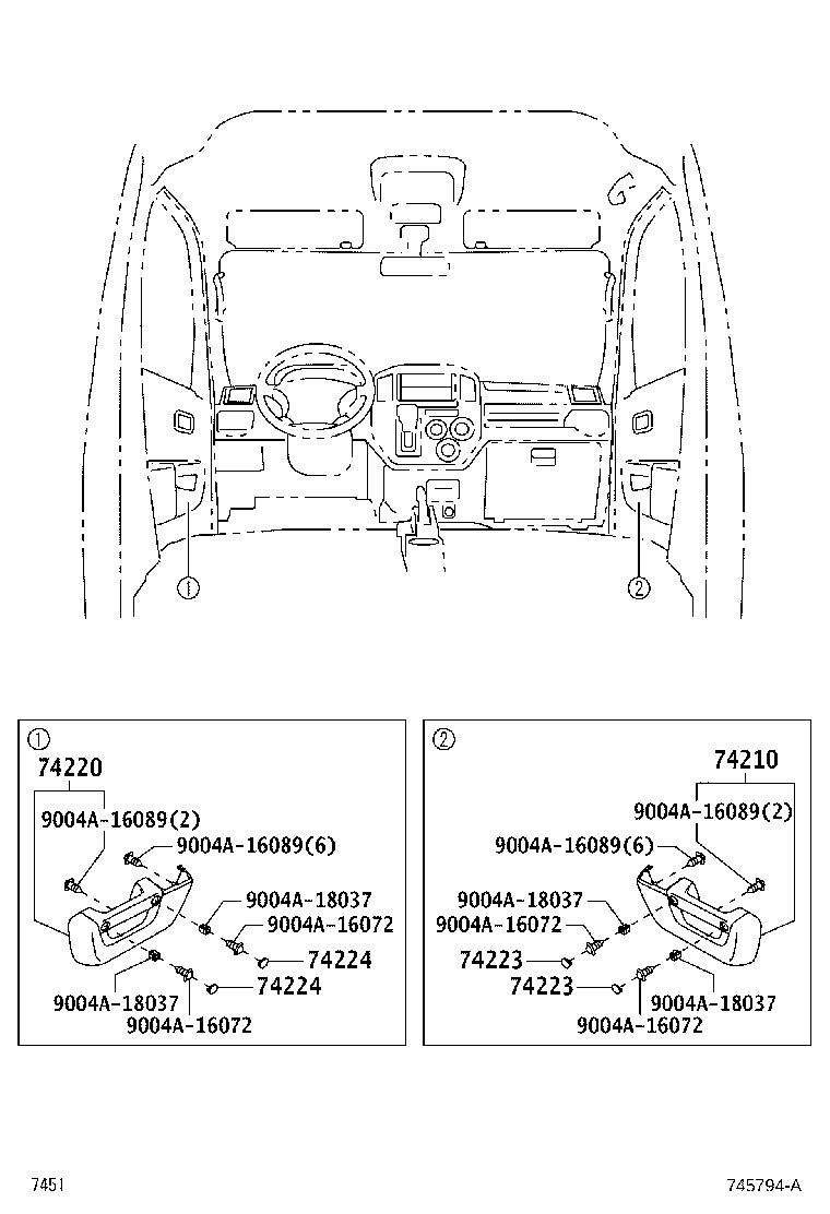 74348-BZ100-B0 HOLDER, VISOR, RH product image