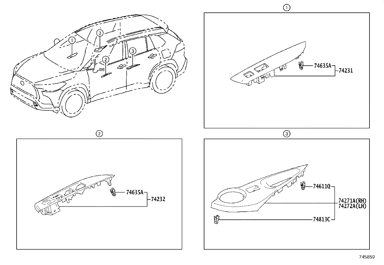 74645-0A040 COVER, DOOR ASSIST GRIP, RH product image