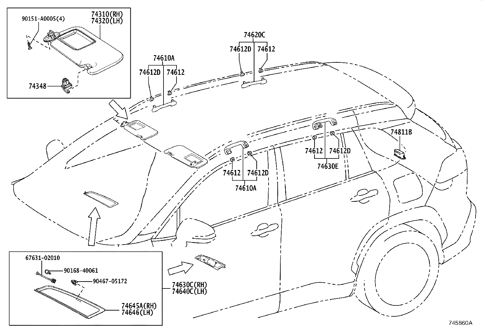 Toyota 74646-0A040 COVER, DOOR ASSIST GRIP, LH