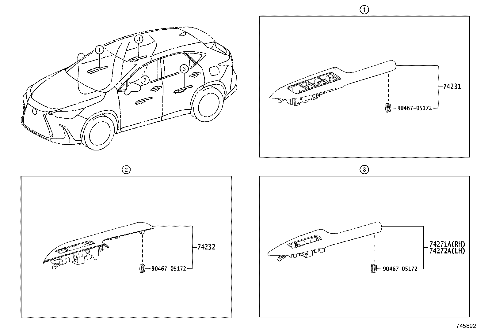 74232-78010 PANEL, FRONT ARMREST BASE, UPPER LH product image