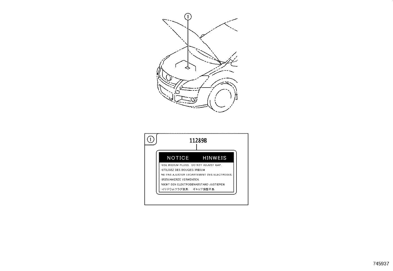 11296-28110 LABEL, ENGINE SERVICE INFORMATION product image