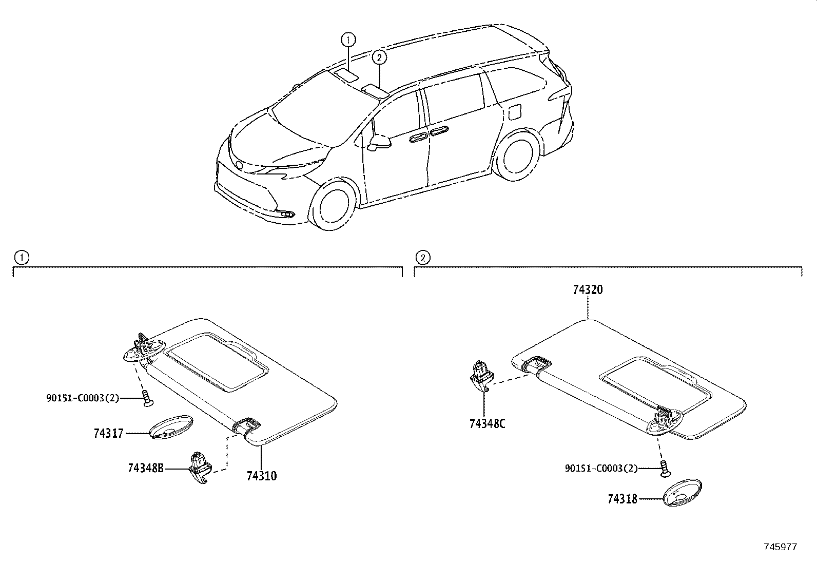 74320-08080-B2 VISOR ASSY, LH product image