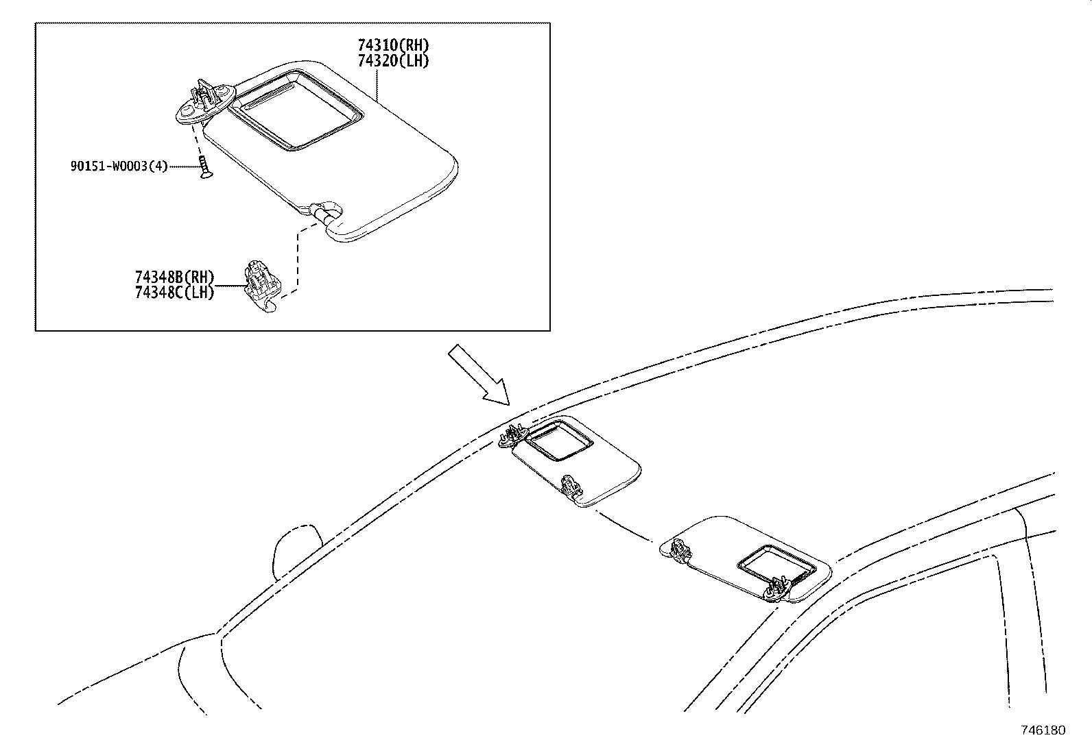 74348-33040 HOLDER, VISOR, RH product image