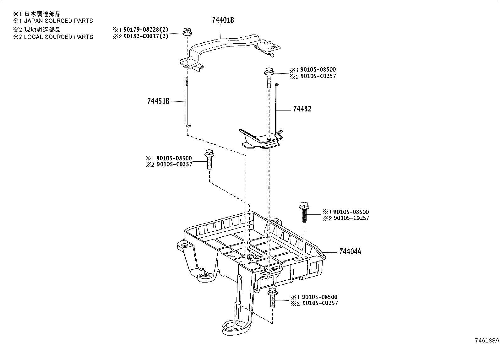 74451-0A040 BOLT, BATTERY CLAMP product image