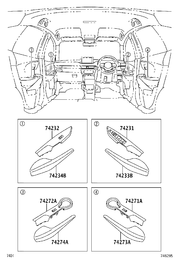 74271-BZ271-C0 PANEL, REAR DOOR ARMREST BASE, UPPER RH product image